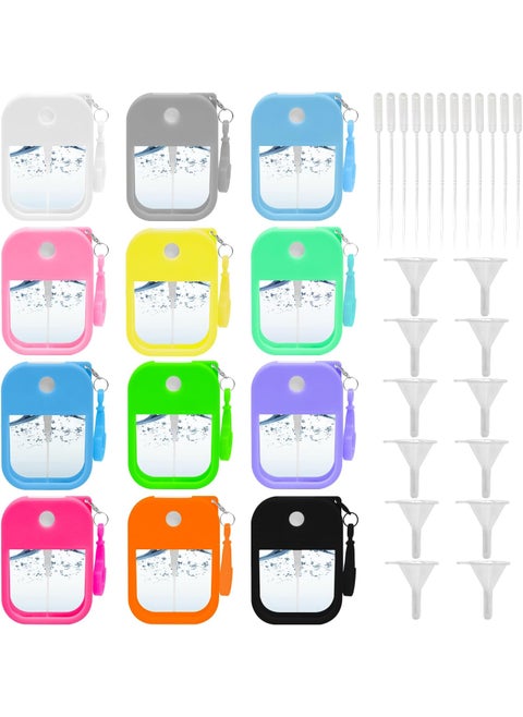 Jolbndcv 12 Pack Card Spray Bottle 45ml Portable Perfume Spray Bottle Mini Card Shape Reusable Sprayer Bottle Refillable Empty Bottles with Hook Funnels, Droppers