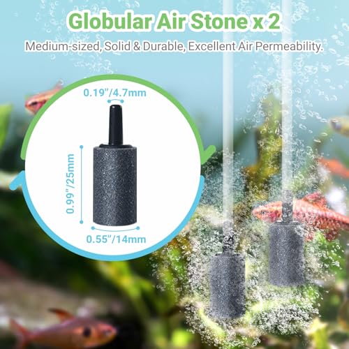 Moonorange Aquarium Air Pump Accessories Kit with Standard Tubing, 4pcs Air Stones, 2pcs Check Valves, 6pcs Suction Cups, 4pcs Connectors, T Shape Control Valve (10 Ft. Tubing Kit) - Image 2