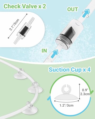 Moonorange Aquarium Air Pump Accessories Kit with Standard Tubing, 4pcs Air Stones, 2pcs Check Valves, 6pcs Suction Cups, 4pcs Connectors, T Shape Control Valve (10 Ft. Tubing Kit) - Image 4