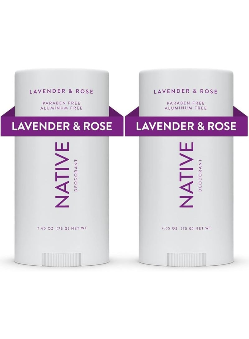 Native Deodorant Contains Naturally Derived Ingredients, 72 Hour Odor Control | Deodorant for Women and Men, Aluminum Free with Baking Soda, Coconut Oil and Shea Butter | Lavender & Rose, 2-Pack