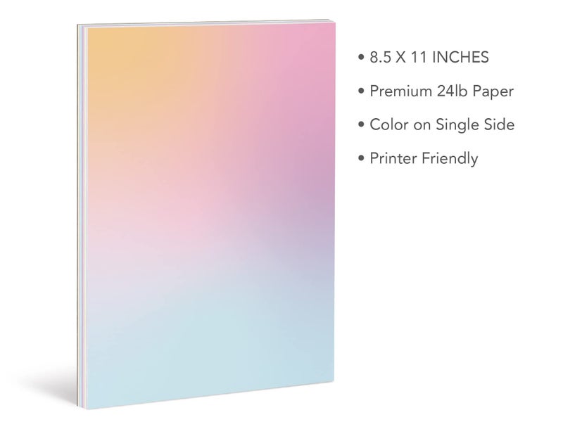 THiNKABLE Pastel Gradient Paper Stationery, Aesthetic Paper 8.5 x 11 Inches, 60 Sheets, Colorful Writing Paper, Pretty Stationary Paper, Decorative Scrapbook Paper - Image 2
