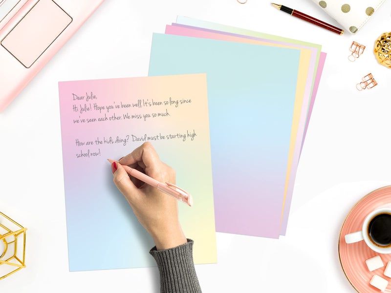 THiNKABLE Pastel Gradient Paper Stationery, Aesthetic Paper 8.5 x 11 Inches, 60 Sheets, Colorful Writing Paper, Pretty Stationary Paper, Decorative Scrapbook Paper - Image 4