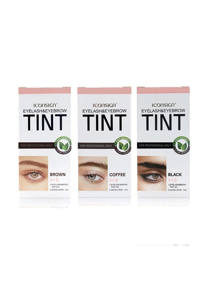 إيكونساين مجموعة صبغ وتلوين الرموش والحواجب من آيكون ساين - متوفرة باللون الأسود والبني والقهوة - Image 3