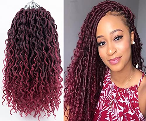 Aipin Faux Goddess Locs Crochet Hair Boho Hippie Locs Wavy Crochet With Curly Hair In Middle And Ends Braids Hair Extensions (8 Packs,14 inch, T530) - Image 1