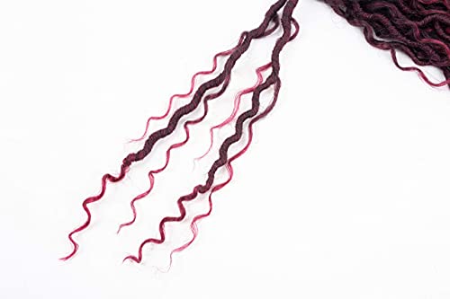 Aipin Faux Goddess Locs Crochet Hair Boho Hippie Locs Wavy Crochet With Curly Hair In Middle And Ends Braids Hair Extensions (8 Packs,14 inch, T530) - Image 3