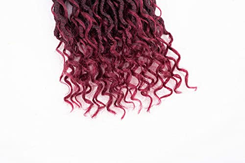 Aipin Faux Goddess Locs Crochet Hair Boho Hippie Locs Wavy Crochet With Curly Hair In Middle And Ends Braids Hair Extensions (8 Packs,14 inch, T530) - Image 5