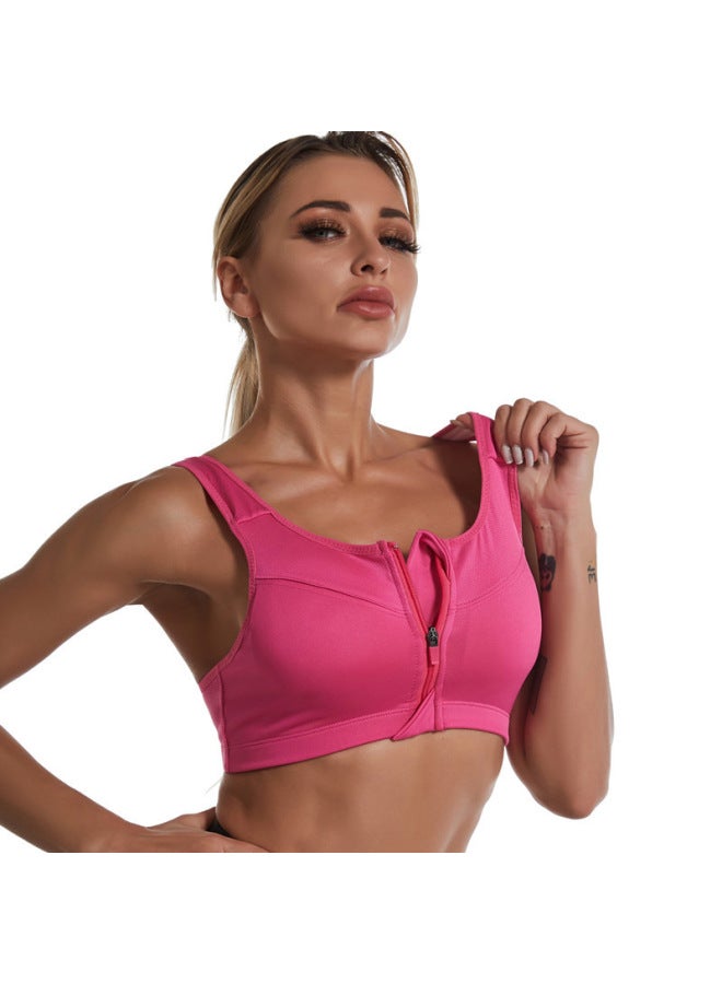 Large Size Front Zipper Sports Bra Without Steel Ring Gathered Yoga Fitness Running Lady Shockproof Underwear Beautiful Vest