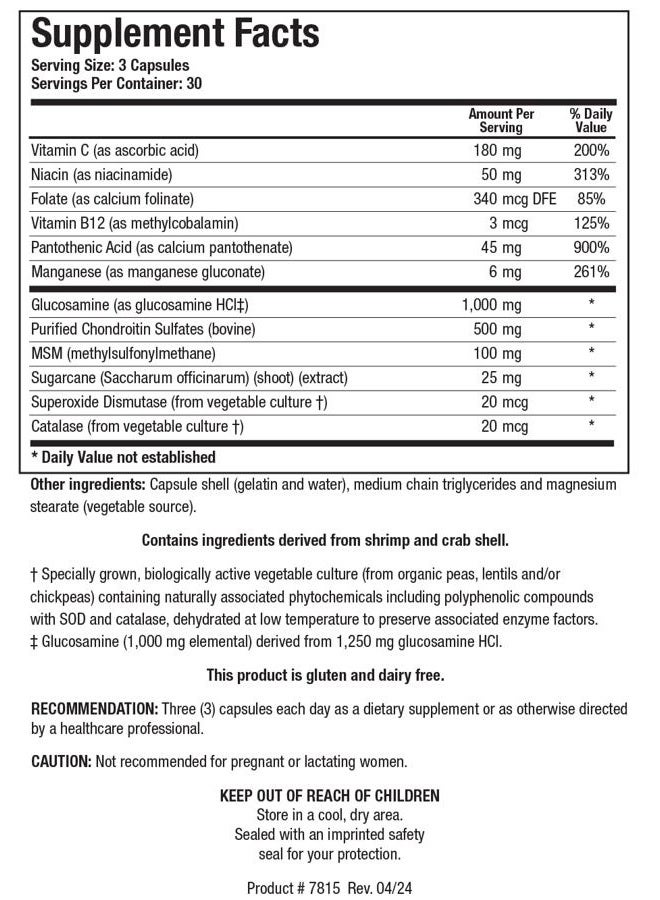 BIOTICS ChondroSamine Plus Glucosamine Plus Chondroitin, MSM, Vitamins and Minerals, Joint & Connective Tissue Support, Healthy and Ease of Movement. 90 Capsules - Image 2