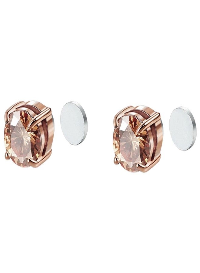 LZD Men Women Stainless Steel Magnetic Stud Earrings Non-Piercing Clip on E42 (Rose Gold) - Image 1