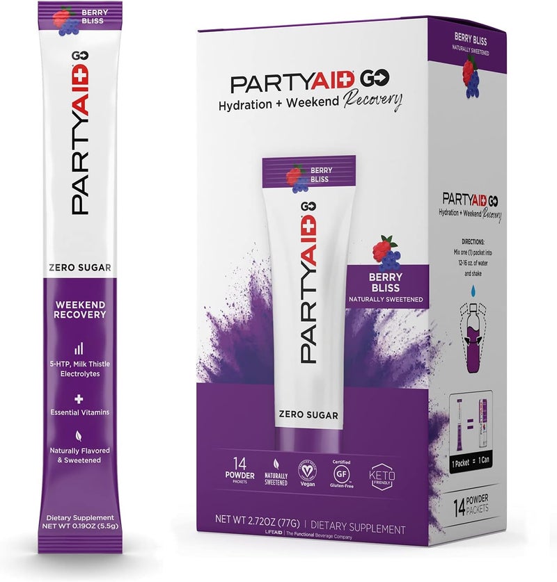 LIFEAID PARTYAID GO اشعر بالراحة الليلة وغداً صفر سكر 5HTP BComplex حليب الشوك إلكتروليتات بدون نكهات أو محليات صناعية خالي من الكافيين 14 حبة عبوة من 1 - Image 1