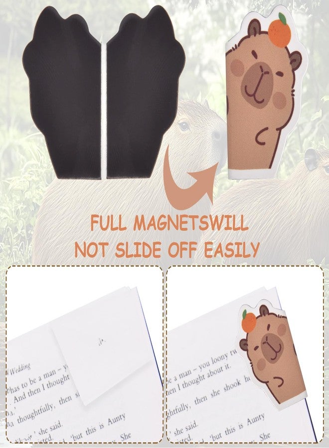 Nerien 6pcs Capybara Magnetic Bookmarks - Cute Book Markers Clip for Reading Women, Capybara Fun Magnet Page Markers for Book Lovers Reader Men Boys Girls, Funny Capybara Gifts for Teachers Students - Image 3