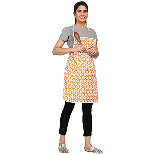 JMi Cotton Floral Print Fabric Waterproof Apron with Long Ties and Multipurpose Front Large Pocket For Cooking Dusting Home Kitchen Restaurant for Men & Women Unisex Apron. (Pack of 4, Multicolor) - Image 5