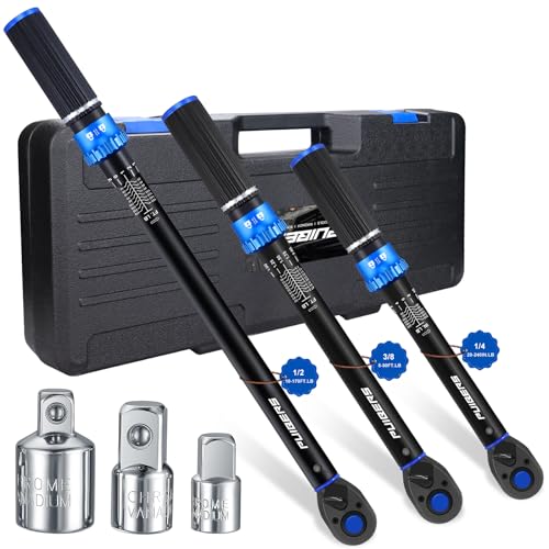 PUIBERS Torque Wrench Set 1/2 3/8 1/4 inch Drive Click, 3Pcs Torque Wrenches 10-170 FT.LB,5-50FT.LB,20-240IN.LB, Inch pound Torque Wrench with 3 Pcs Adapter for Bike,Car, Truck,Tractor - Image 1