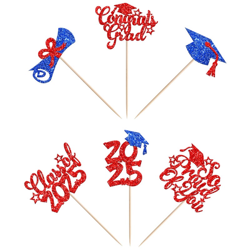 Rsstarxi 36 Pack 2025 Cupcake Toppers 2025 Decors Decors Grad Cap Diploma Carrats Grad 2025 Cupcake Picks for You Class of 2025 Cake Cake Decorations - Image 3