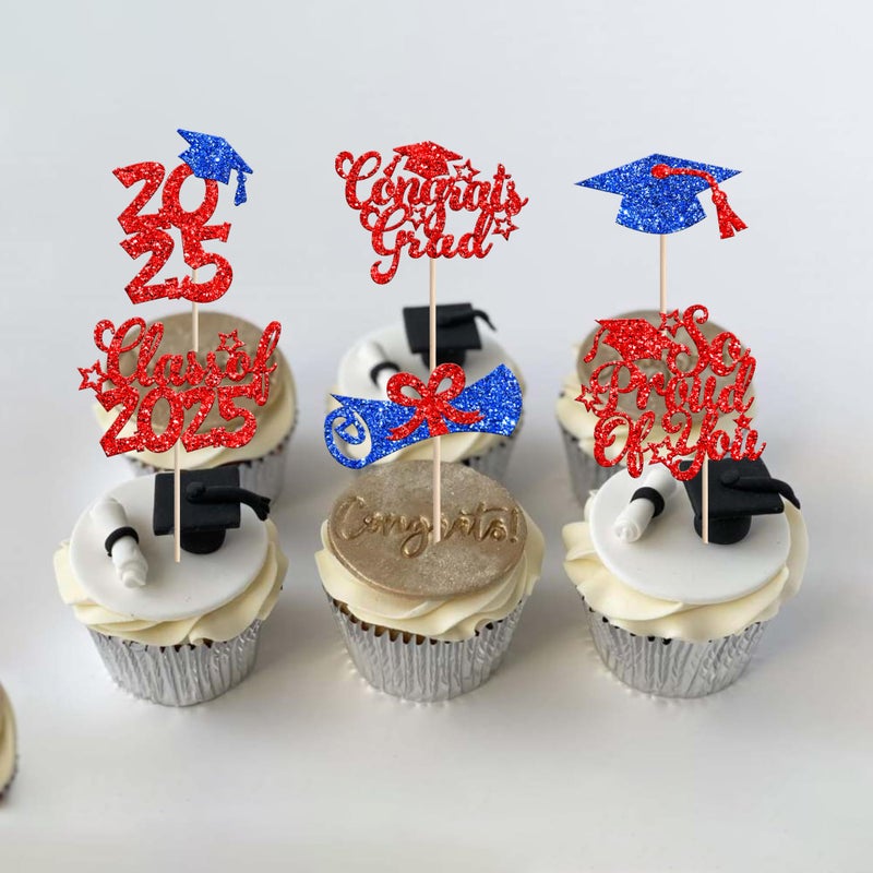 Rsstarxi 36 Pack 2025 Cupcake Toppers 2025 Decors Decors Grad Cap Diploma Carrats Grad 2025 Cupcake Picks for You Class of 2025 Cake Cake Decorations - Image 5