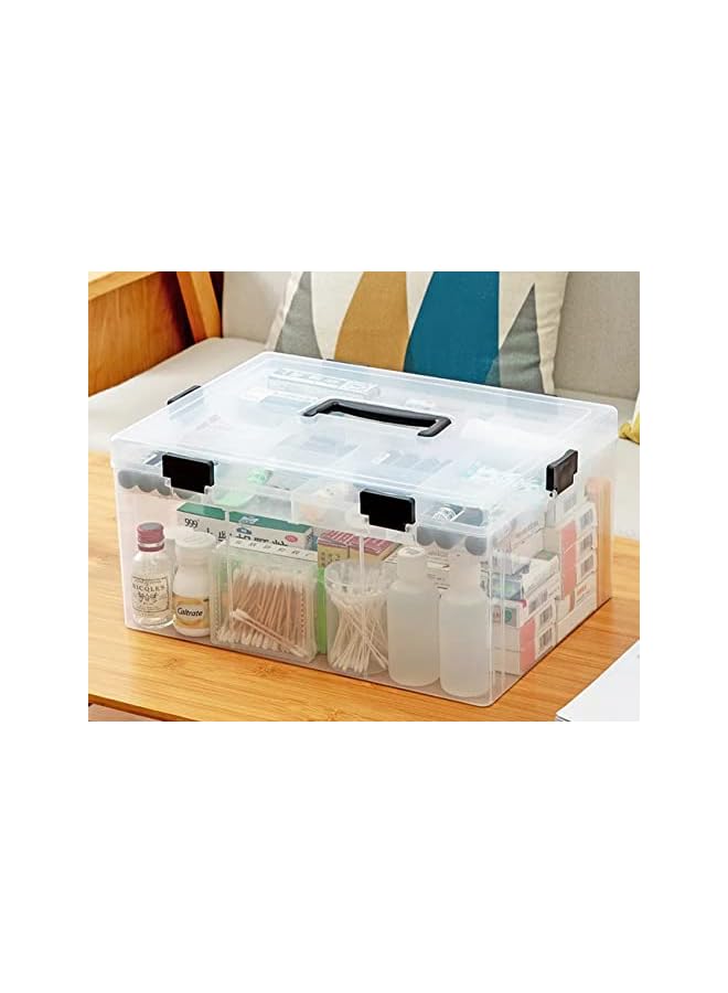 Raxoom Large Plastic Medical Storage Box, Family Emergency Medical Travel Kit, Child Proof Medicine Box Organizer Pill Case With Compartments And Handle, Medicine/Toys/Tools Storage Organiser - Image 4