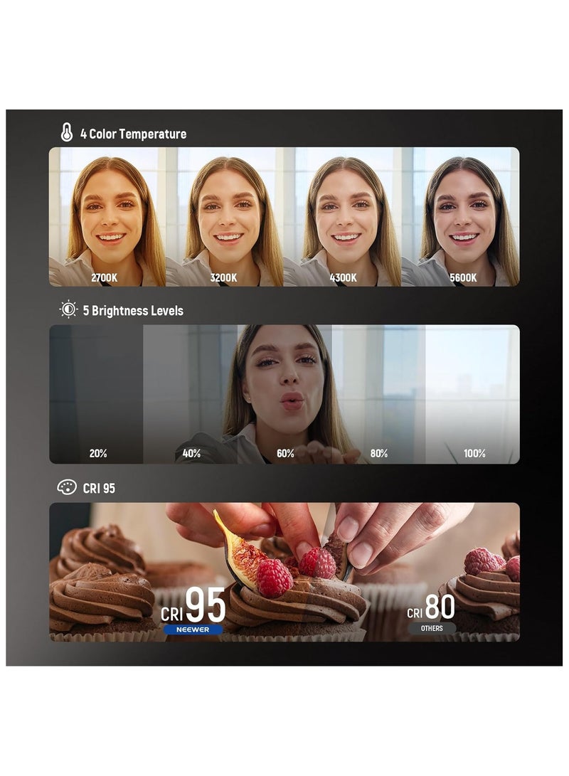 نيوير Neewer Basics NL48B Magnetic Selfie Light with Adjustable Brightness – Clip-On LED Ring Light for Smartphones, Laptops & Tablets (Black) black - Image 2