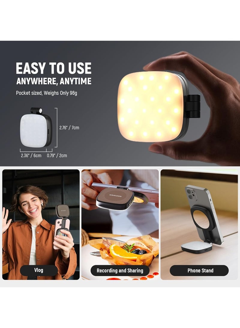 نيوير Neewer Basics NL48B Magnetic Selfie Light with Adjustable Brightness – Clip-On LED Ring Light for Smartphones, Laptops & Tablets (Black) black - Image 4
