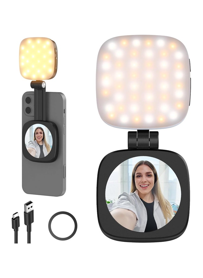 نيوير Neewer Basics NL48B Magnetic Selfie Light with Adjustable Brightness – Clip-On LED Ring Light for Smartphones, Laptops & Tablets (Black) black - Image 1