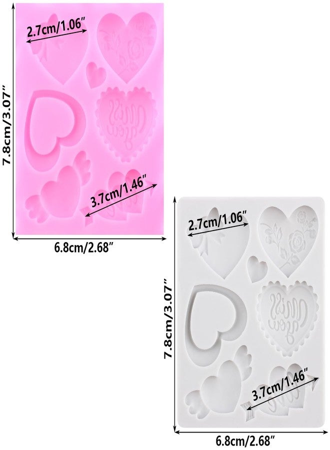 RFGHAC Valentine's Day Fondant Molds Heart Silicone Mold Heart Rose Chocolate Mold for Cake Decorating Cupcake Topper Candy Gum Paste Polymer Clay Set Of 2 - Image 2