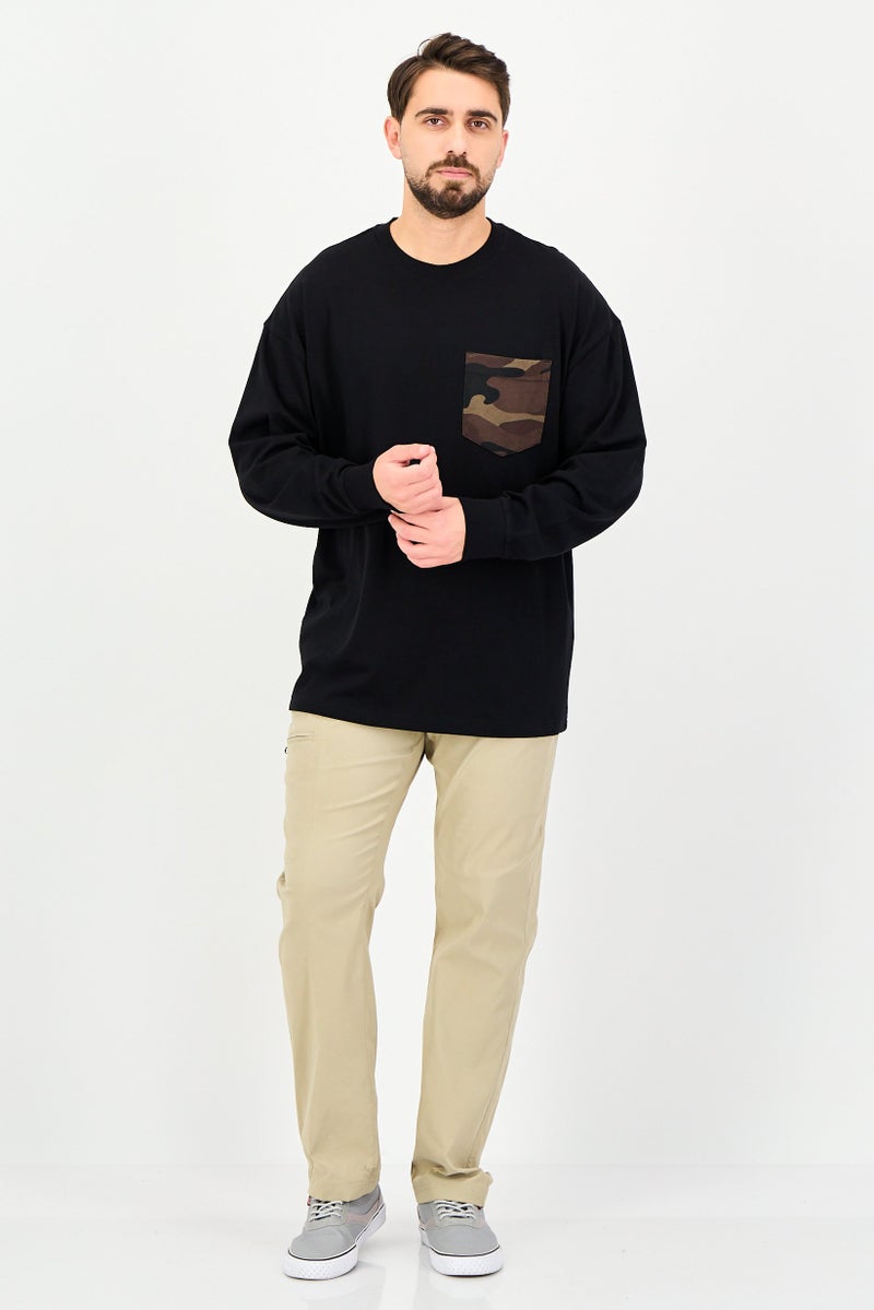 Celio Men Crew Neck Camouflage Long Sleeve Sweatshirt, Black - Image 4