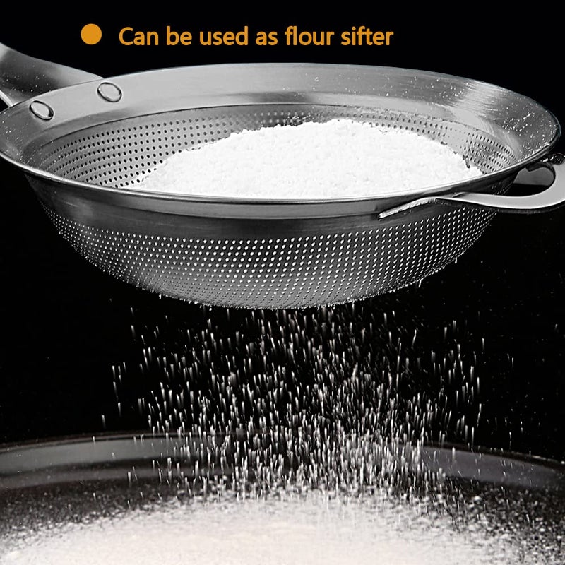 Collfa Fine Mesh Stainless Steel Metal With HoleSieve Food Strainer Grease Spider Skimmer And With Handle Large Holes Slotted Colander Frying Spoon Set,Handheld For Kitchen Cooking And Filter Food Residues - Image 4