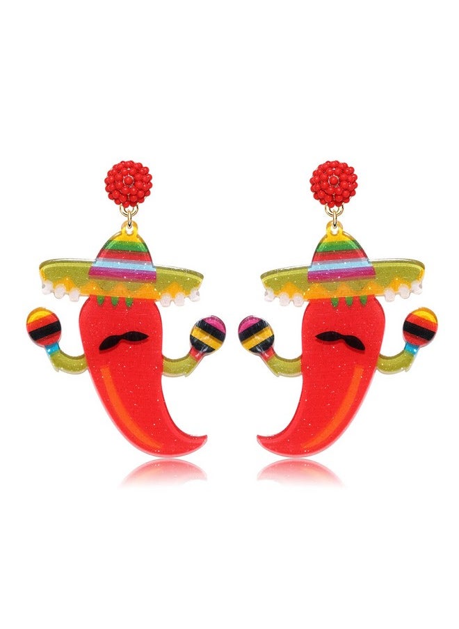 ZITULRY Cinco De Mayo Earrings Acrylic Colorful Pinatas Sombrero Fiesta Drop Earrings Hypoallergenic Hat Donkey Fiesta Letter Dangle Earrings For Women Mexico Theme Party Accessories Jewelry Gifts  - Image 1