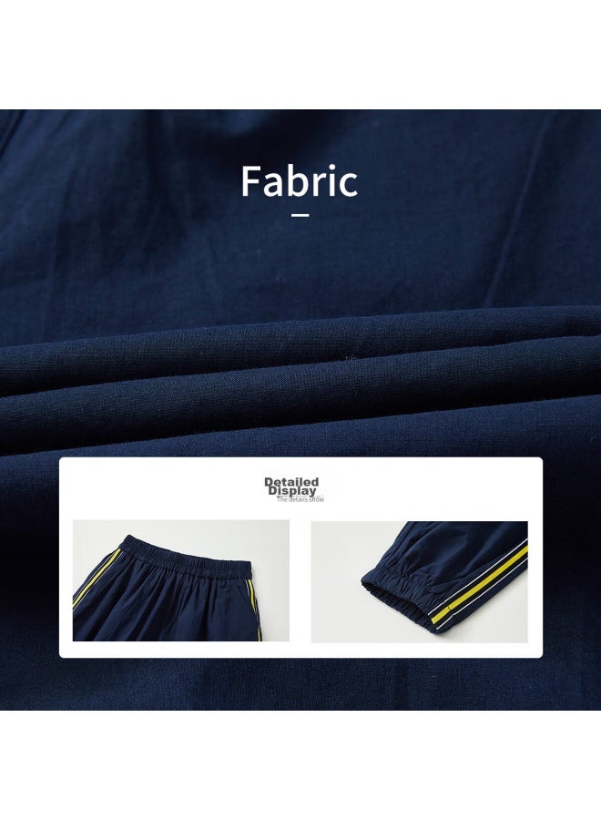 Ask Junior Boys' Pants, Summer Children's Running Trousers, Striped Casual Mosquito-proof Pants, Navy Blue, Size 170 - Image 4