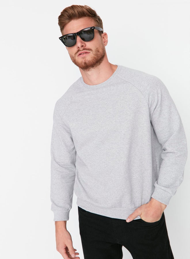 trendyol Grey Melange Regular/Normal Cut Polar Fleece/Warm Sweatshirt - Image 1