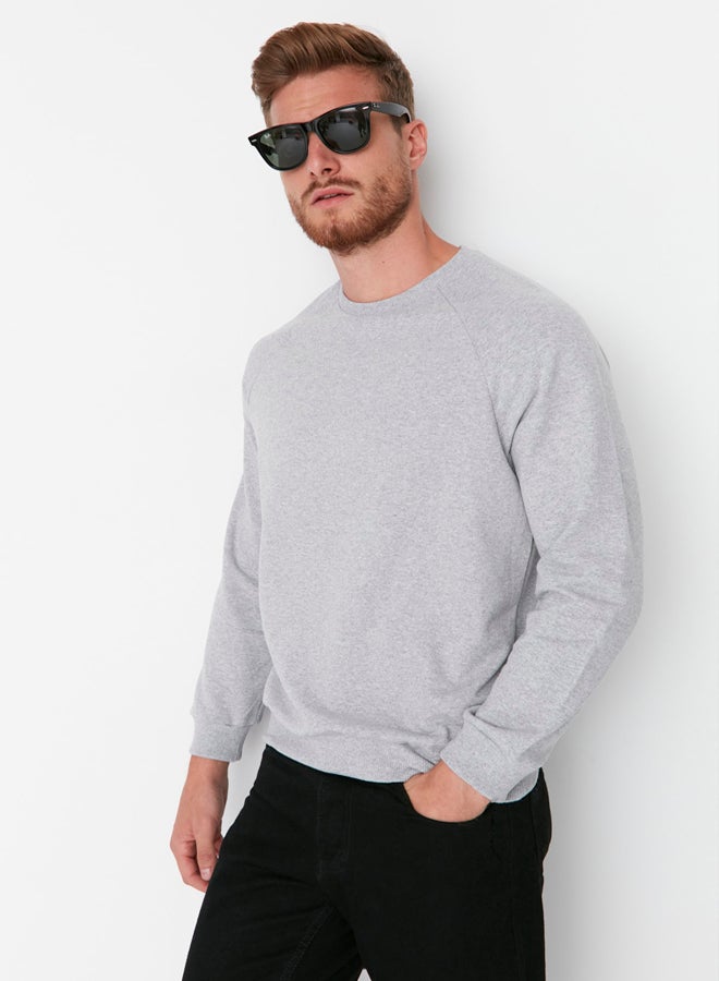 trendyol Grey Melange Regular/Normal Cut Polar Fleece/Warm Sweatshirt - Image 3