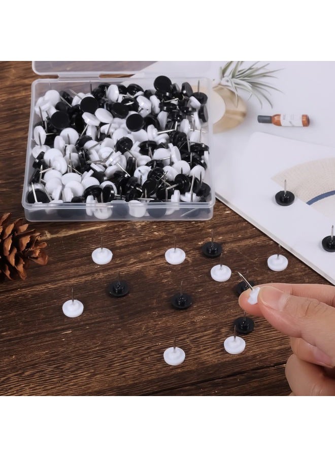 KINBOM 200pcs Push Pins, Plastic Decorative Big Head Push Pins Map Thumb Tacks with Steel Point for Cork Board Bulletin Board Map Note (Black, White) - Image 4