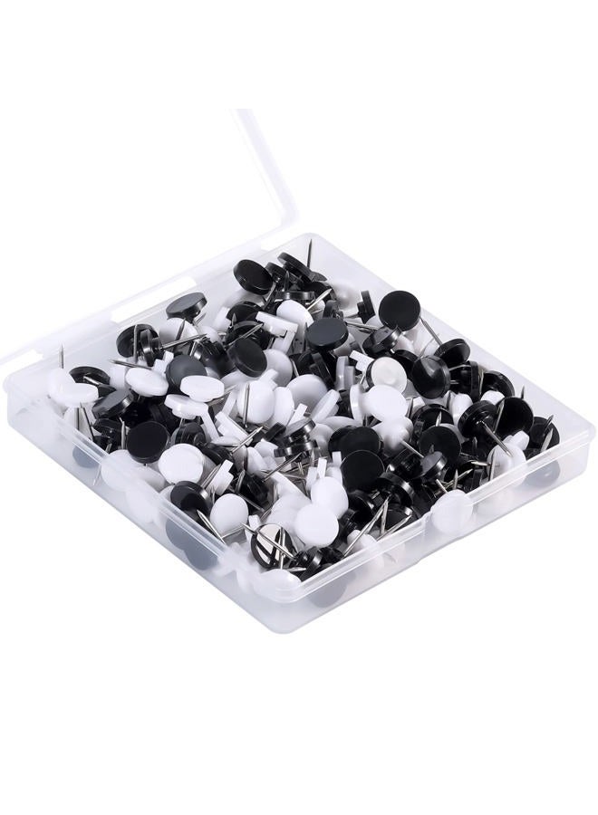 KINBOM 200pcs Push Pins, Plastic Decorative Big Head Push Pins Map Thumb Tacks with Steel Point for Cork Board Bulletin Board Map Note (Black, White) - Image 1