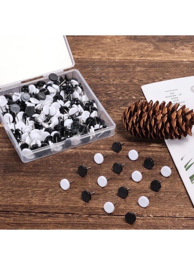 KINBOM 200pcs Push Pins, Plastic Decorative Big Head Push Pins Map Thumb Tacks with Steel Point for Cork Board Bulletin Board Map Note (Black, White) - Image 3