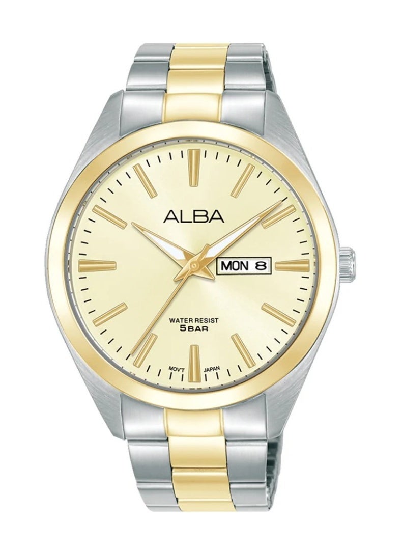 Prestige Men’s Watch AJ6204X1, 41 mm Champagne Dial, Two-Tone Stainless Steel Case & Bracelet, 50 m WR