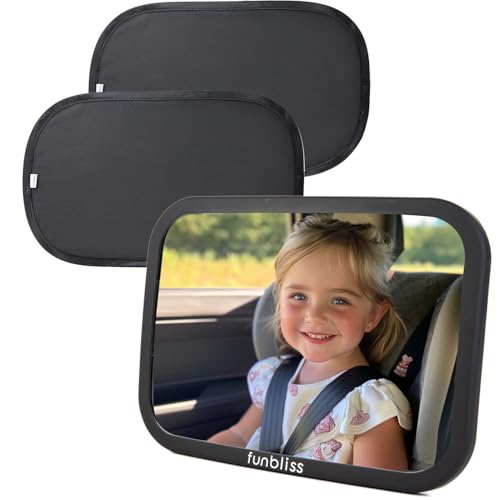 Funbliss Baby Car Mirror 2Pack Car Window Shades Bundle 100 Shatterproof Wide Angle Convex - Image 1
