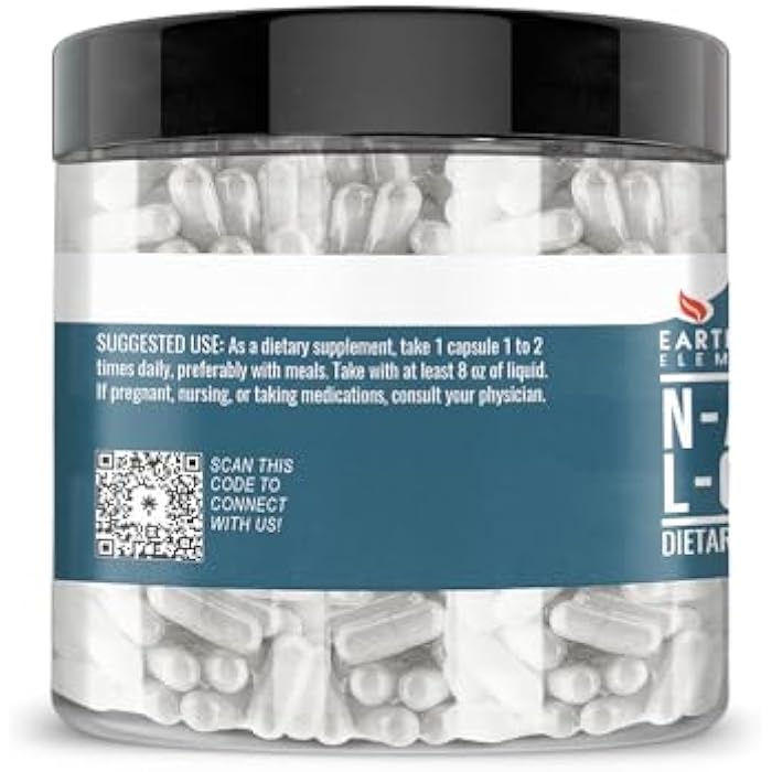 Earthborn Elements NAC N-Acetyl L-Cysteine 200 Capsules, Pure & Undiluted, No Additives - Image 3