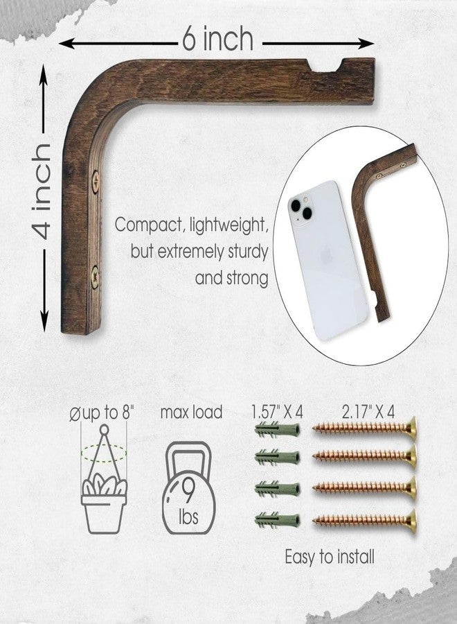 مجموعة خطافات نباتات من قطعتين من EvenWood للتثبيت على الحائط - خطاف نباتات خشبي مثبت على الحائط - حامل نباتات داخلي وخارجي لأحواض الزهور والفوانيس ومغذيات الطيور وديكورات الفناء (جوزي) - Image 3