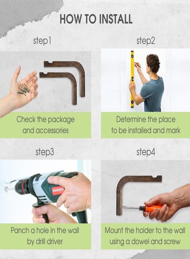 مجموعة خطافات نباتات من قطعتين من EvenWood للتثبيت على الحائط - خطاف نباتات خشبي مثبت على الحائط - حامل نباتات داخلي وخارجي لأحواض الزهور والفوانيس ومغذيات الطيور وديكورات الفناء (جوزي) - Image 5