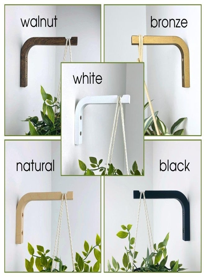 مجموعة خطافات نباتات من قطعتين من EvenWood للتثبيت على الحائط - خطاف نباتات خشبي مثبت على الحائط - حامل نباتات داخلي وخارجي لأحواض الزهور والفوانيس ومغذيات الطيور وديكورات الفناء (جوزي) - Image 2