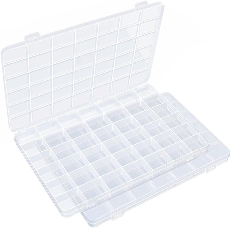IOOLEEM 42 Grids Plastic Bead Organizer Box, Organizer Container Storage Box, Dividers for bead arts and crafts.(2 Pack) - Image 1