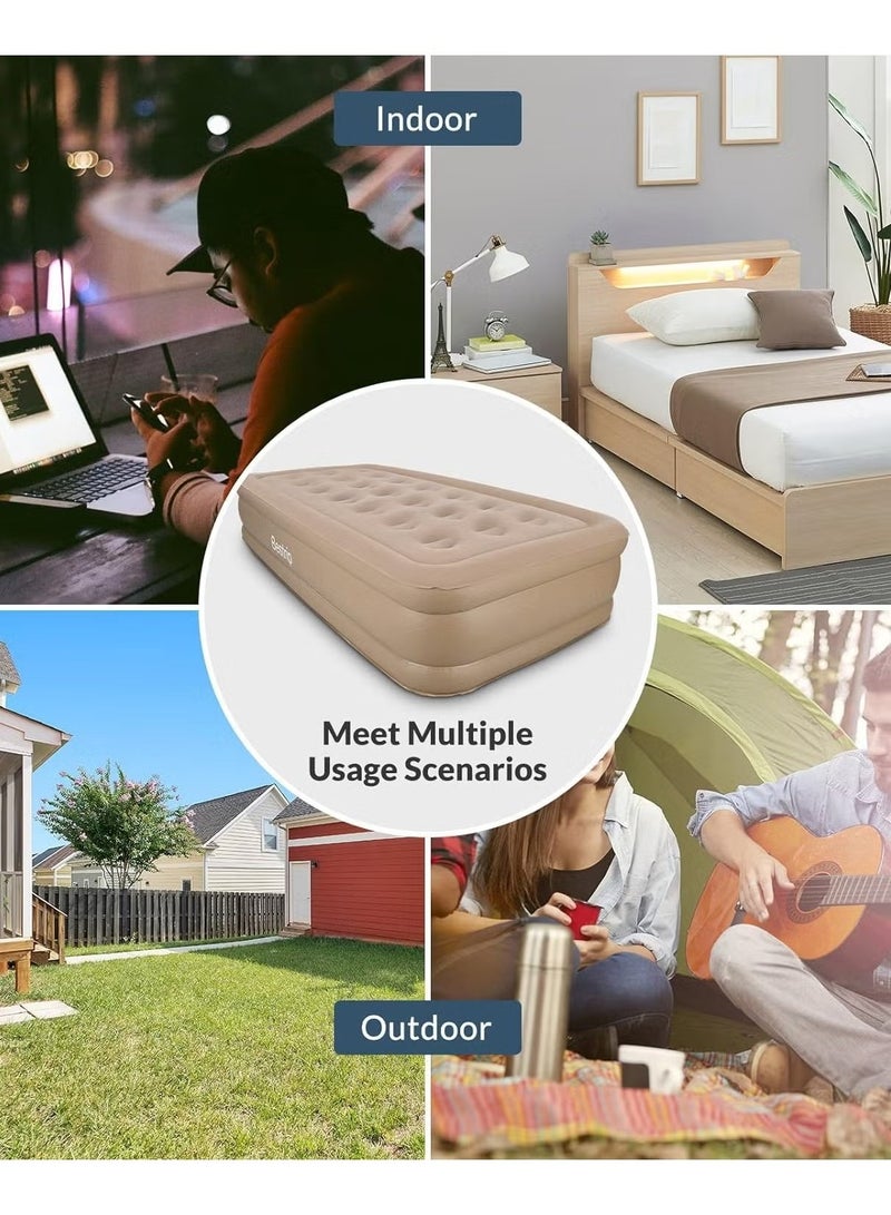 TIGER Portable Inflatable Air Mattress with Built-in Electric Pump – Water-Resistant Sleeping Pad with Fast Self-Inflation & Deflation, Ideal for Home, Guests, Camping, Travel, and Outdoor Use – Comfortable and Durable - Image 5