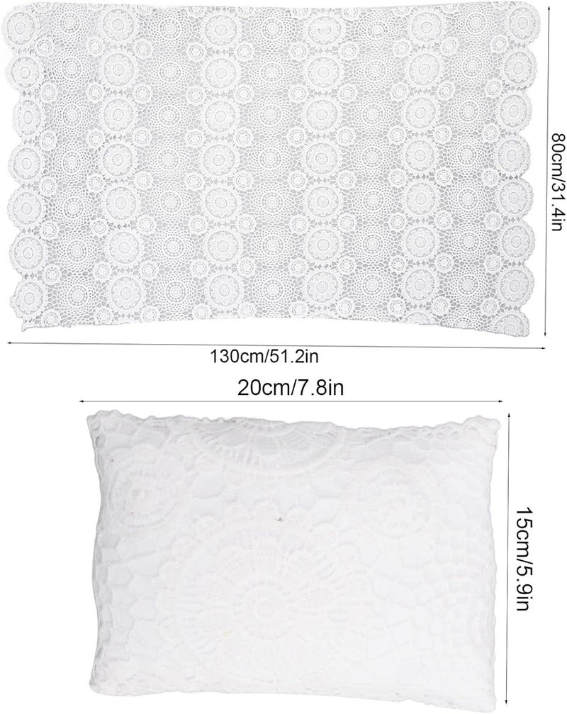 Newborn Shoot Wrap Lace Blanket, Baby Photography Prop, Soft Infant Photo Blanket with Headband, Elegant Lace Design for Newborn Photoshoot, for Baby Shower (White) - Image 4