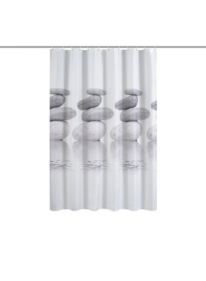 NIBEMINENT Stone Printed Shower Curtain With Hook Set Grey - Image 1