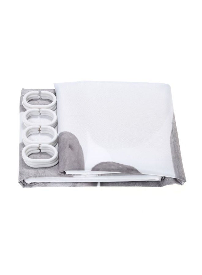 NIBEMINENT Stone Printed Shower Curtain With Hook Set Grey - Image 2