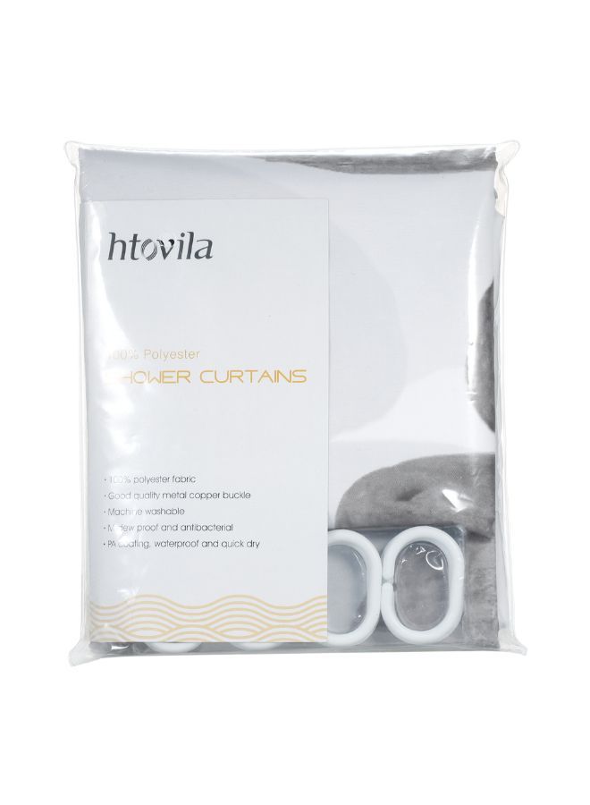 NIBEMINENT Stone Printed Shower Curtain With Hook Set Grey - Image 3