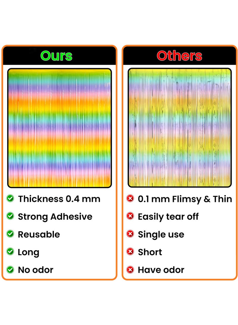 EXCEFORE Rainbow Foil Fringe Curtain, 6.4x8 Feet, 2 Pack Colorful Rainbow Metallic Curtain for Rainbow Paste, Party Decorations, Baby Birthday Bachelorette Party Decorations - Image 4