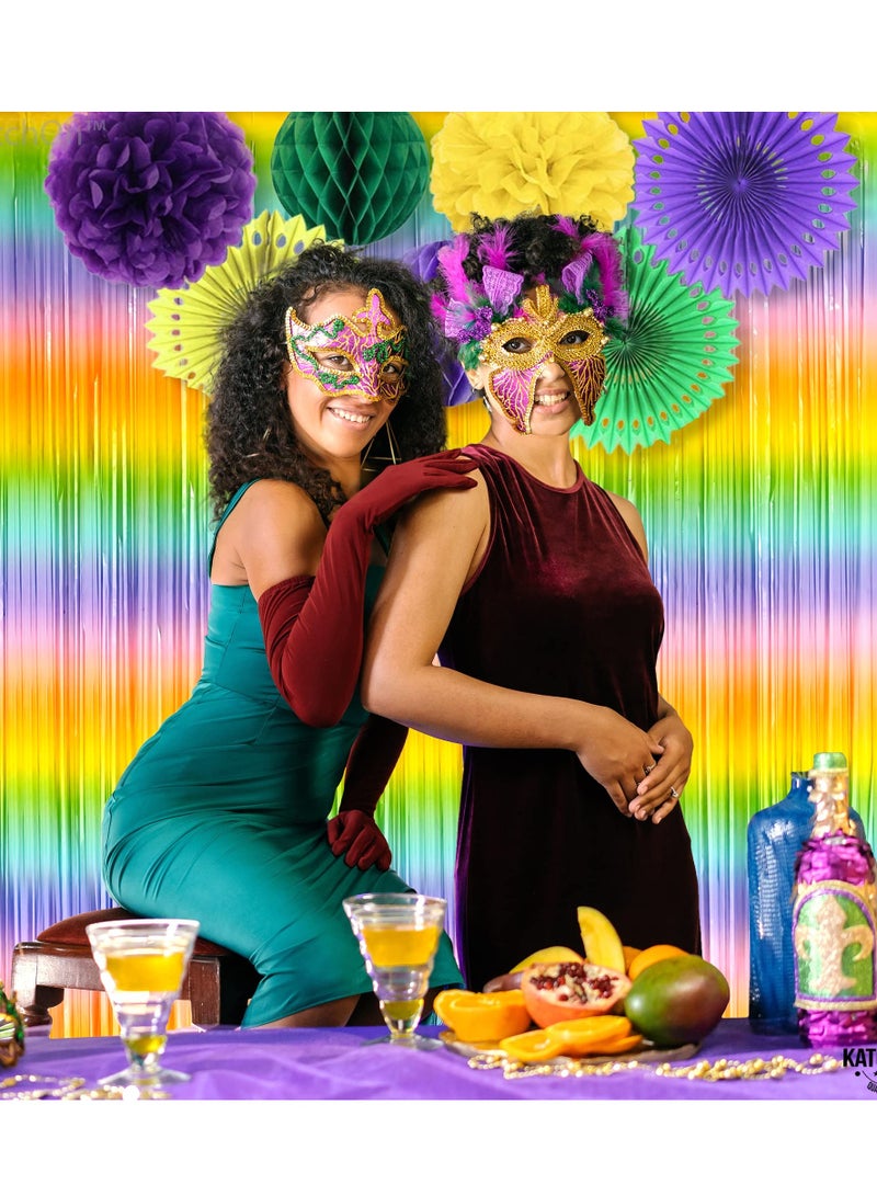 EXCEFORE Rainbow Foil Fringe Curtain, 6.4x8 Feet, 2 Pack Colorful Rainbow Metallic Curtain for Rainbow Paste, Party Decorations, Baby Birthday Bachelorette Party Decorations - Image 2