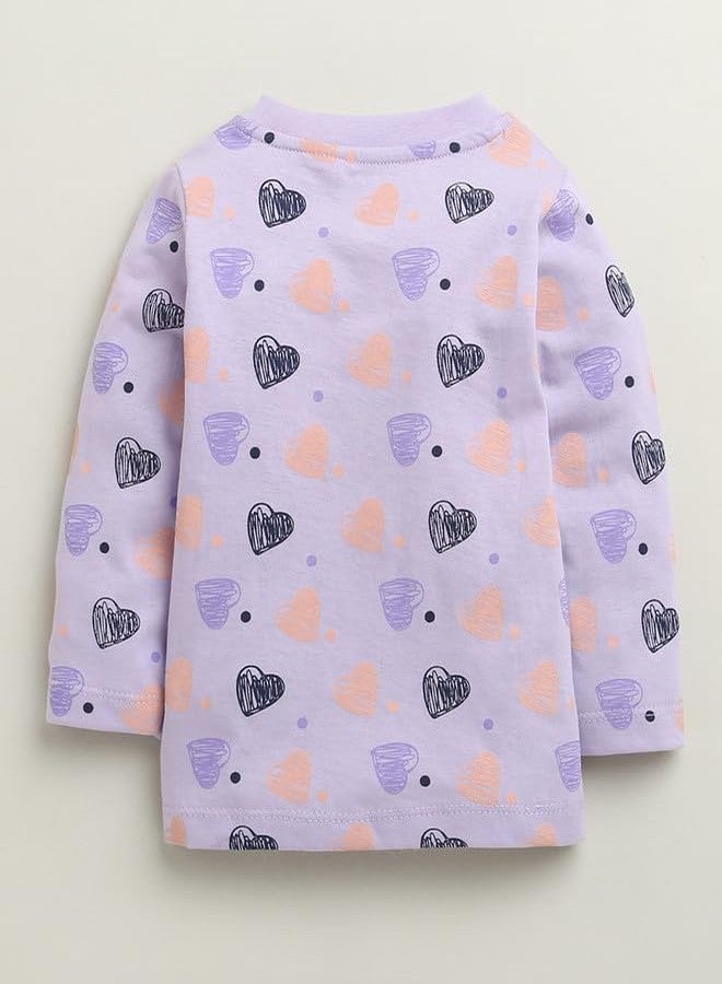 BUMZEE طقم بيجاما وجابلا قطني بأكمام طويلة للبنات من بامزي، لون لافندر - من 0 إلى 3 أشهر (Peb10683B-lvd) - Image 3