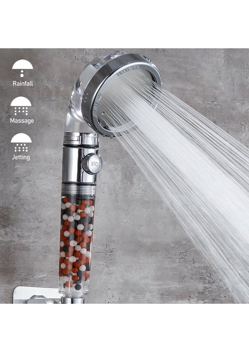 Three-speed filtered water-stop shower booster shower head negative ion water purification shower set - Image 3