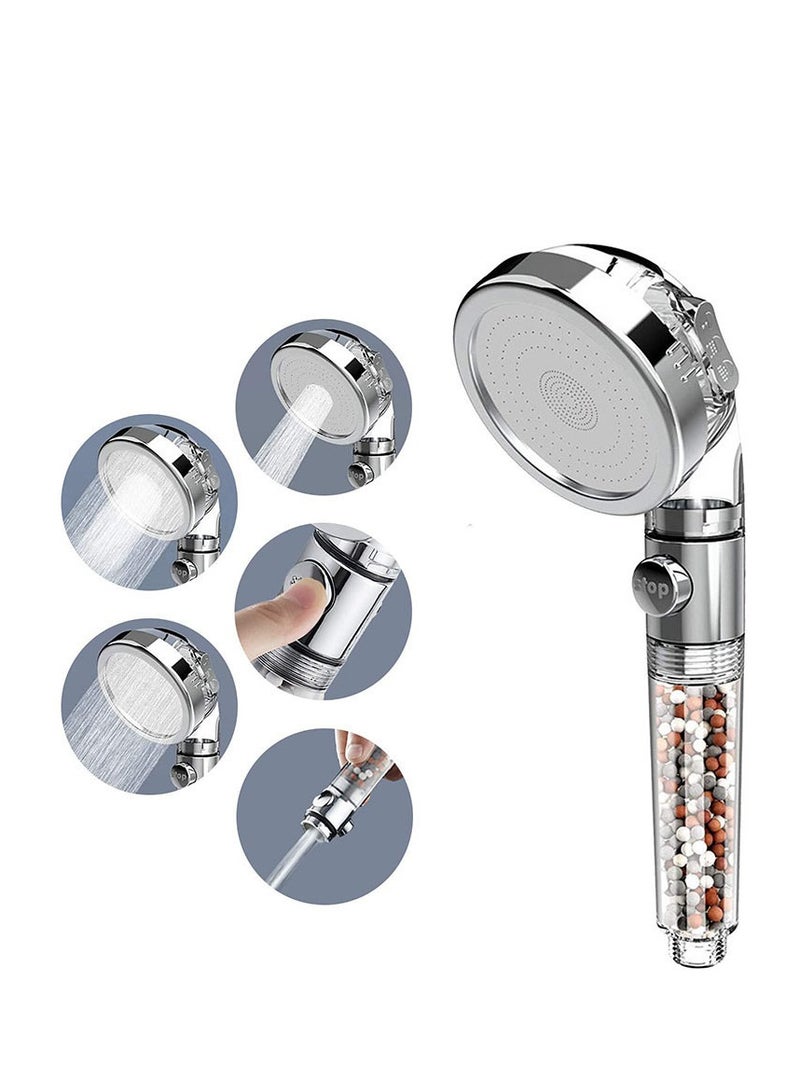 Three-speed filtered water-stop shower booster shower head negative ion water purification shower set - Image 2